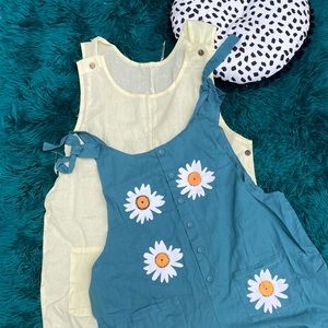 Hello and teal summer short romper